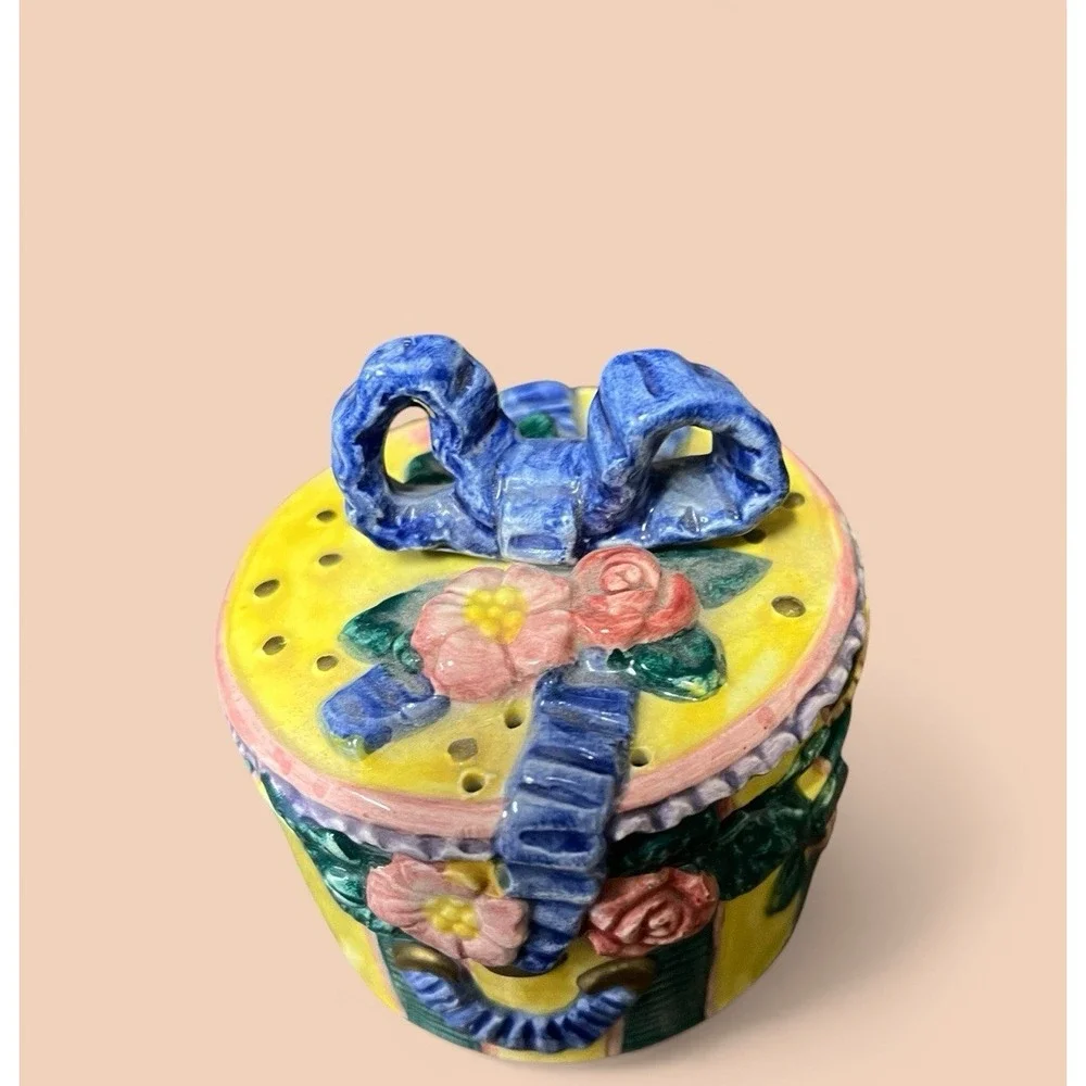 Fitz‎ & Floyd Cotton Tailors Hatbox Giftbox Pepper Shaker Blue Bow Easter Spring